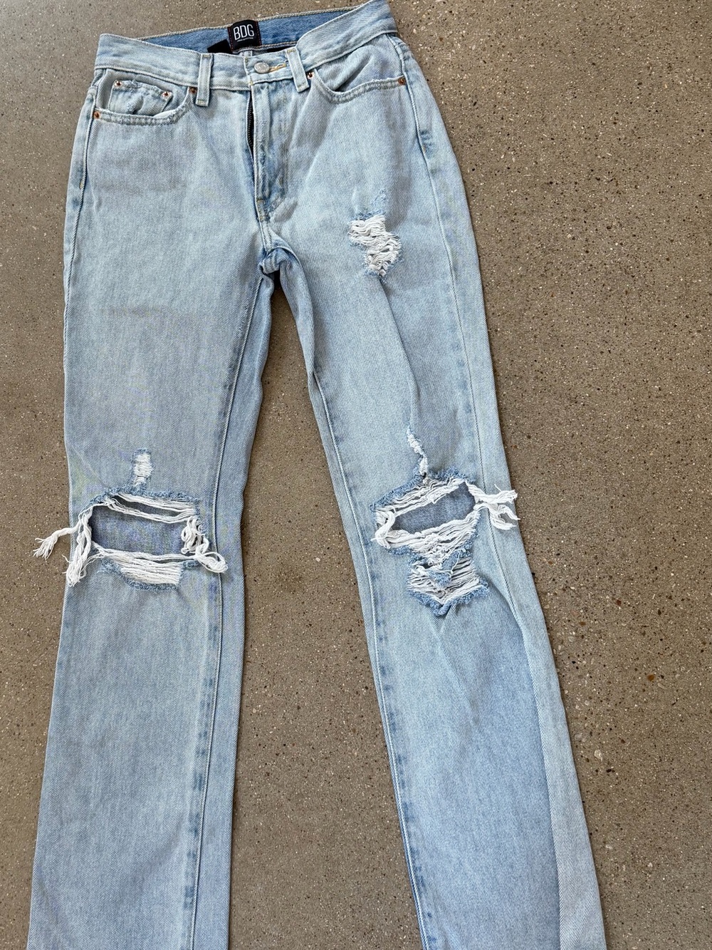 BDG Light Wash Distressed Straight Leg Jeans